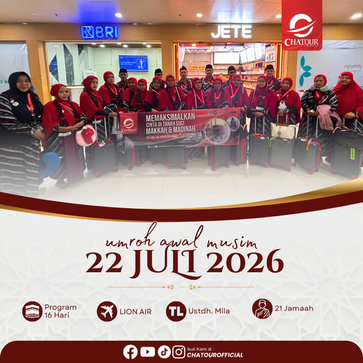 GROUP UMROH KEBERANGKATAN 22 JULI 2026 | 16 HARI BY LION AIR